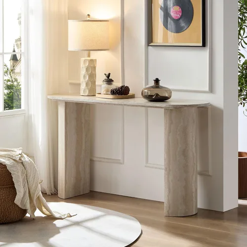 Vista 18 de Mesa consola pequeña de 31.9 pulgadas, estilo retro, estilo campestre, estilo francés, vintage, mesa de entrada, mesa de sofá para sala de estar
