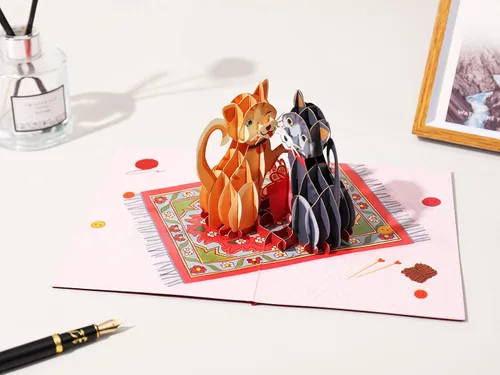 Vista 5 de Liif Love Cats Tarjeta de felicitación 3D para el día de San Valentín, tarjeta de cumpleaños de gato feliz, aniversario, pensando en ti, solo porque