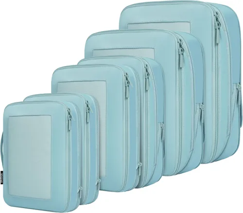 Vista 151 de BAGAIL 4 juegos/6 juegos/8 cubos de compresión para embalaje, accesorios de viaje, organizadores de embalaje expandibles (malla cuadrada, 06-beige)