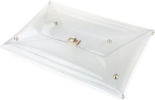 Vista 6 de HOXIS Bolso cruzado de PVC transparente de gran tamaño con cadena dorada para mujer