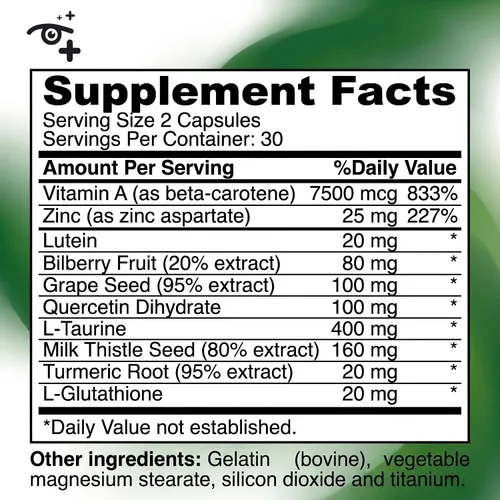 Vista 6 de Suplemento dietético Instant visión máxima fuerza visión apoyo fórmula, 60 cápsulas