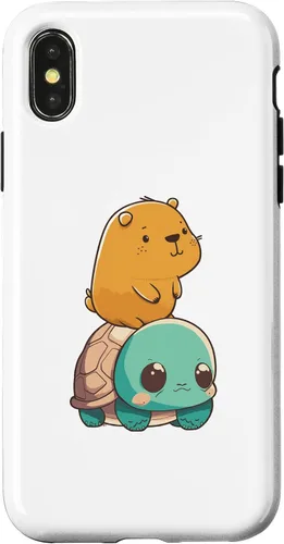 Vista 4 de Funda para iPhone 15 con diseño de tortuga y conejillo de indias para hombres, mujeres y niños