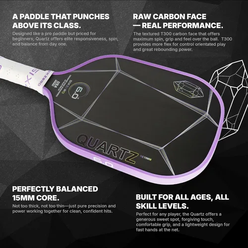 Vista 4 de Six Zero Quartz Pickleball Paddle - Affordable, Premium Construction, Raw Carbon