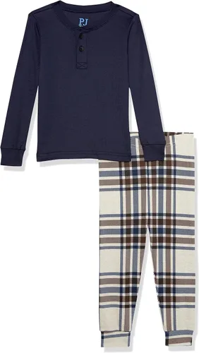Vista 3 de The Children's Place - Conjunto de pijama de manga larga con botones para bebé niño, ajustado, 100% algodón, 2 piezas