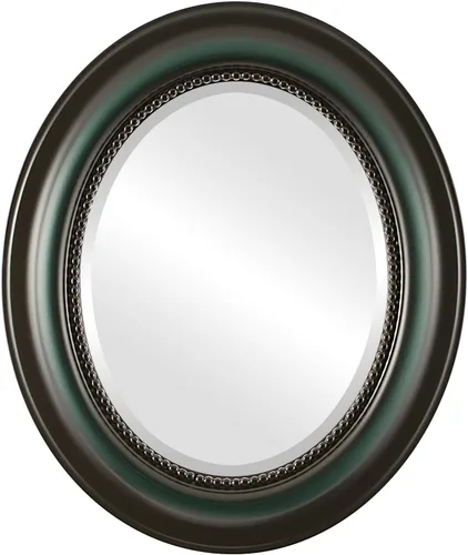 Vista 26 de OVALCREST Espejo de pared ovalado biselado para decoración del hogar, estilo patrimonial, espray plateado, dimensiones exteriores de 25 x 29 pulgadas