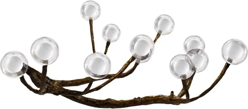Vista 8 de Moderno candelabro Sputnik de burbujas de cristal, 12 luces, ramas de madera de mediados de siglo, lámparas de techo, lámpara de techo industrial