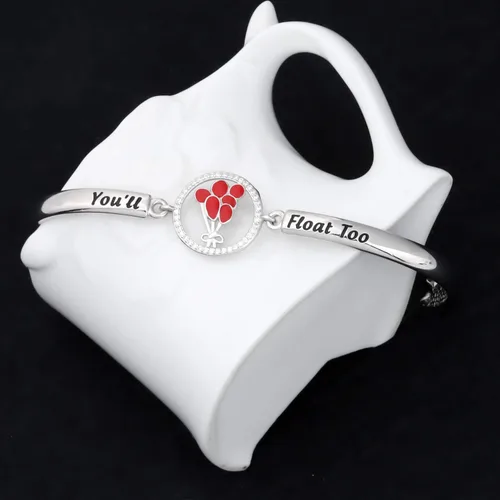 Vista 4 de TGBJE Gift IT You Will Float Too pulsera de terror película regalo Pennywise The payaso brazalete terror joyería