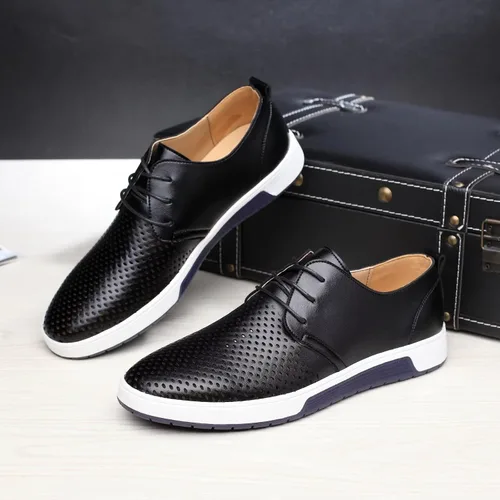 Vista 6 de BSROT Zapatos Oxford casuales para hombre, zapatos de vestir con cordones, cómodos zapatos deportivos de moda