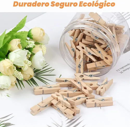 Vista 4 de 50 piezas de chinchetas con clips de madera, chinchetas de madera duraderas, chinchetas decorativas, tachuelas para tablero de corcho, obras