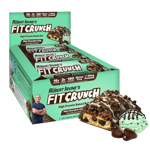 Vista 13 de FITCRUNCH - Barras de proteínas para aperitivo de tamaño snack, barra horneada de 6 capas, 4 g de azúcar, sin gluten y centro suave de pastel