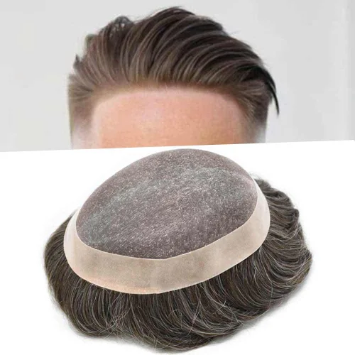 Vista 8 de Mens Toupee Hair Piece Real Human Hair Fine Mono Toupee para hombres Sistema de reemplazo de cabello para hombre Postizo Protesis Capilar Para