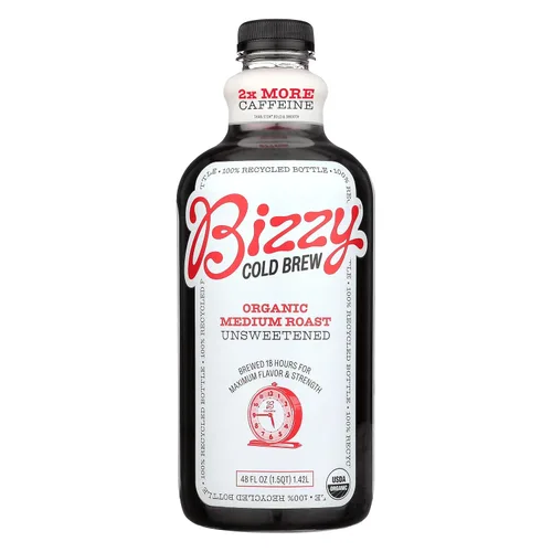 Vista 5 de Bizzy Cold Brew Café orgánico sin azúcar, 48 onzas, rojo, tostado medio, 48 onzas líquidas