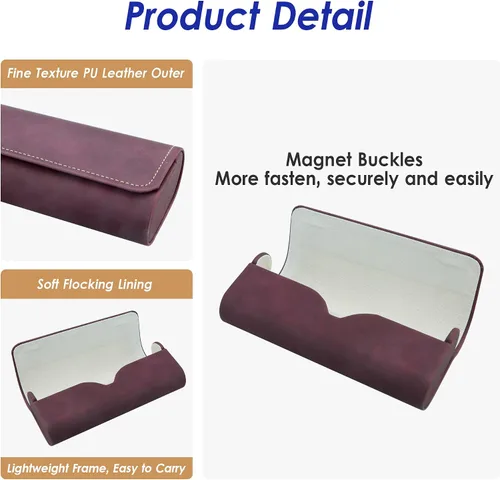 Vista 2 de Estuche rígido de cuero portátil unisex resistente a la compresión, funda protectora para gafas de sol