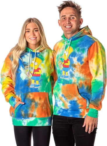 Vista 5 de Mad Engine The Simpsons Bart Squishee Brain Freeze Tie Dye - Sudadera con capucha para hombre, Multi colorido