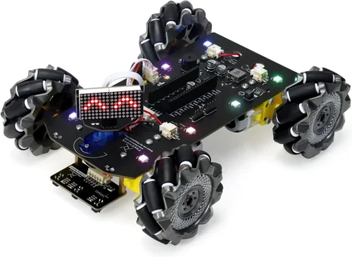 Vista 13 de Freenove Mecanum Wheel - Kit de coche para Raspberry Pi Pico (incluido) (compatible con Arduino IDE), expresiones de matriz de puntos, prevención