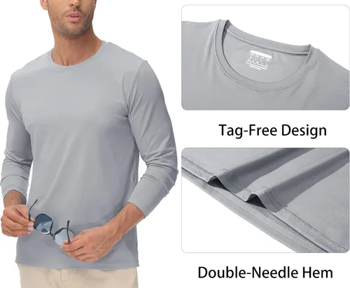 Vista 3 de MAGCOMSEN Camisas de manga larga para hombre con protección solar UV UPF 50+, para correr, pescar, de secado rápido