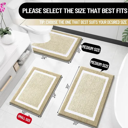 Vista 2 de OLANLY Alfombras de baño 24x16, tapetes de baño extra suaves y absorbentes de microfibra, antideslizantes, lavables a máquina, secan rápido