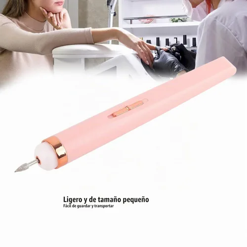 Vista 4 de Kit de taladro eléctrico para uñas, kit de manicura inalámbrico recargable, pulidor de uñas portátil con luz (01)