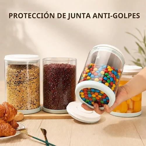 Vista 2 de POP - Tarro hermético de vidrio para alimentos con tapa, recipiente de vidrio transparente de 2.2 cuartos de galón Apertura apilable de un solo