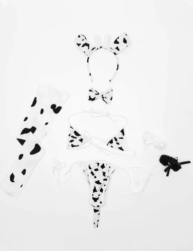 Vista 6 de MSemis - Conjunto de lencería japonesa para mujer de animales de vaca japonesa para cosplay