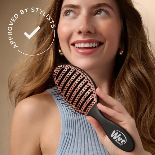 Vista 8 de Wet Brush - Cepillo de cerámica para desenredar en seco, color negro, cepillo ventilado para el cabello