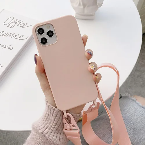 Vista 2 de Compatible con iPhone 6/7/8/SE2/SE3, funda de bandolera para teléfono con cordón, bonita funda de silicona suave con correa ajustable