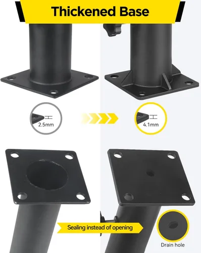 Vista 2 de Base de soporte para sombrilla de patio, soporte reforzado y resistente para sombrilla para exteriores y abrazadera en cubiertas, soporte