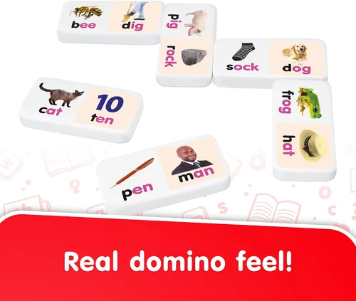 Vista 3 de Junior Learning Juegos educativos de acción de dominó de palabras rimantes, multicolor, modelo: JL490