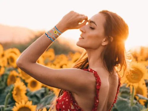 Vista 2 de Brazaletes impermeables de cuerda, para verano, con ola, brazalete para amistad, hecho a mano, para niña