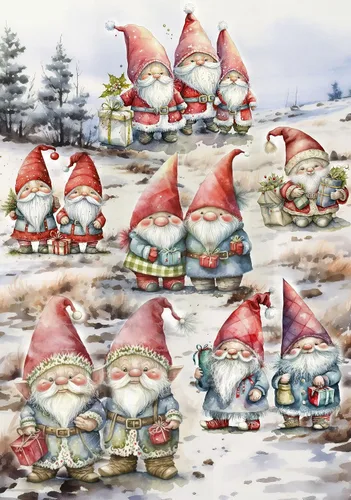 Vista 9 de Papel de arroz para Decoupage A4 Feliz Navidad (Cara de Papá Noel Rosa - 2 hojas)
