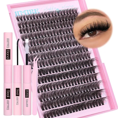 Vista 11 de JIMIRE Extensiones de pestañas naturales en racimo 320 piezas, extensiones de pestañas en racimo Wispy 30D+40D, rizadas en D, 9-16MM, mezcladas