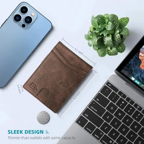 Vista 104 de Zitahli - Carteras delgadas con clip para dinero para hombre, tarjetero minimalista, de cuero, plegable, con bloqueo RFID, cartera de bolsillo