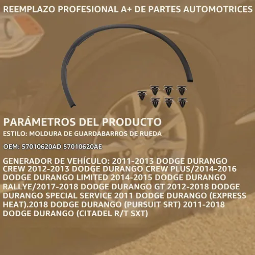 Vista 2 de Dasbecan Moldura izquierda del ajuste del guardabarros del arco de la rueda Para Dodge Durango 2011-2018 Reemplaza# CH1290112 57010621AD