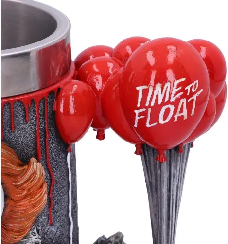 Vista 7 de Nemesis Now IT Pennywise - Jarra de payaso, resina pintada a mano, hora de flotar, mercancía de película de terror, mango de globos rojos, 6.1 in