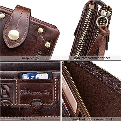 Vista 6 de JKUYWX - Carteras cortas de cuero vacuno para hombre, tarjetero para hombre