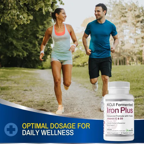 Vista 5 de Koji Fermented Iron Plus - Suplemento de hierro con vitamina C, vitamina D3 y folato para apoyo sanguíneo, fácil de absorber y biodisponible, apto