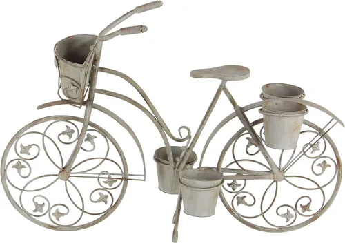 Vista 2 de Deco 79 68767 pie metálico para bicicleta, 36 x 26 pulgadas Gris