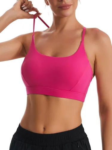 Vista 2 de RUNNING GIRL Brasier deportivo con espalda en Y para mujer, de impacto medio, sin varillas, acolchado, para yoga, camiseta corta para correr