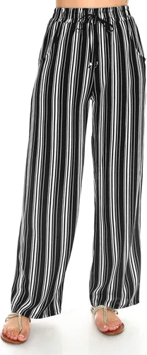 Vista 17 de Pantalones Palazzo para mujer, pantalones culottes sólidos y a rayas
