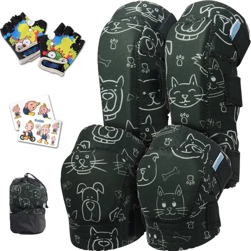 Vista 22 de Rodilleras y coderas para niños de estilo suave con guantes de bicicleta, equipo flexible resistente a los impactos para edades de 2 a 11 años