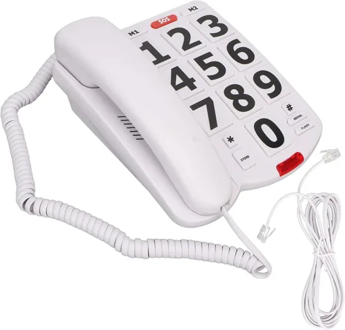 Vista 6 de Teléfono con cable de botón grande, los mejores teléfonos fijos para personas mayores, volumen ajustable, timbre y altavoz extra fuerte, teléfonos