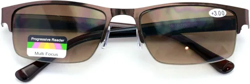 Vista 3 de Gafas de lectura progresivas rectangulares de metal sin línea Gafas de sol al aire libre del lector trifocal