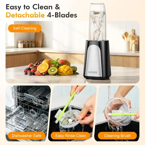 Vista 7 de KOIOS Personal Blender BL319B + HMB310N 1000W15Pcs Smoothie Blender Set