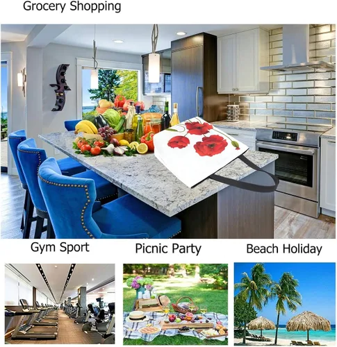 Vista 5 de ZzWwR Bolso de hombro extra grande con patrón realista, para playa, viajes, semana, gimnasio, compras de comestibles