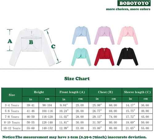 Vista 7 de BOBOYOYO Cárdigan de manga larga para niñas, cárdigan de punto para niñas, vestido bolero para niños pequeños, chal para 3-12 años