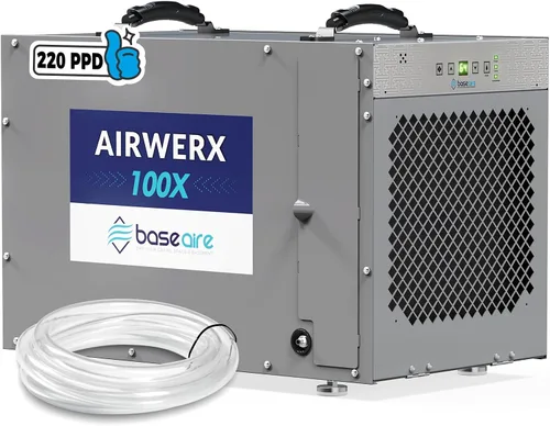 Vista 12 de BaseAire - Deshumidificador de 198 pintas con bomba para espacio de rastreo, sótano, deshumidificador comercial portátil AirWerx90X para todo