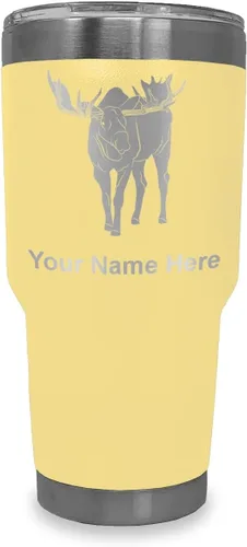 Vista 41 de LaserGram Vaso aislado al vacío de 20 onzas, alce, grabado personalizado incluido (negro)