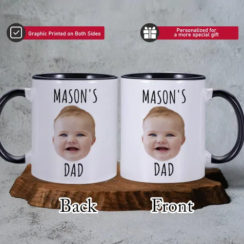 Vista 3 de Taza de café personalizada, tazas personalizadas con la cara de tus hijos, taza de bebé personalizada con nombre, taza con foto personalizada