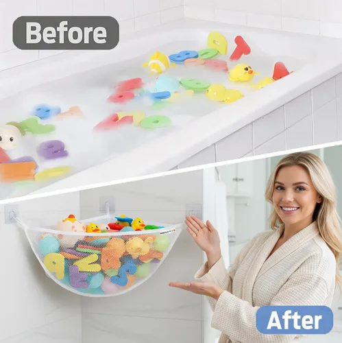 Vista 10 de Organizador de almacenamiento de juguetes de baño para bañera, soporte