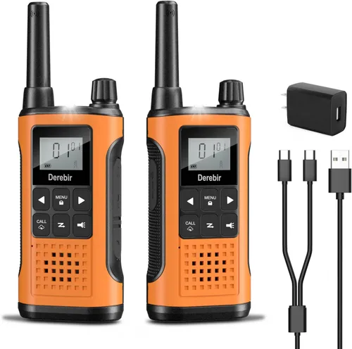 Vista 10 de Rechargeable Walkie Talkies for Adults Long Range-4 Pack Black & Blue & Orange & Yellow